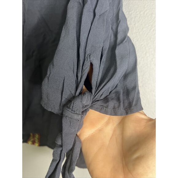 APRIL SKY‎ Women's Large Boho Embroidered Floral Tunic Top Cold Shoulder Peasant - Picture 5 of 9